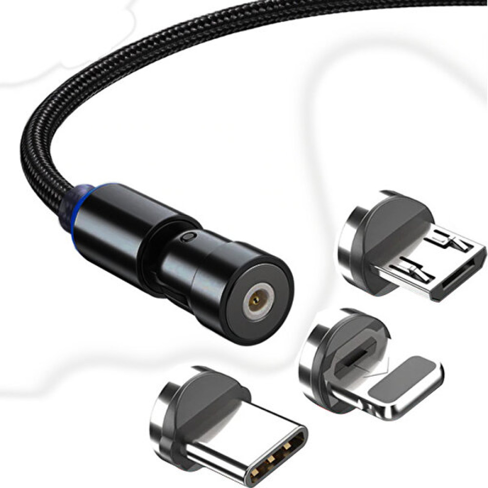 Alleon 540 Dönebilen Mıknatıslı USB Şarj Kablosu 3 Başlık（iphone+Type-C+Micro 1 Metre - Kırmızı Cep Telefonu Kablosu Fiyatı