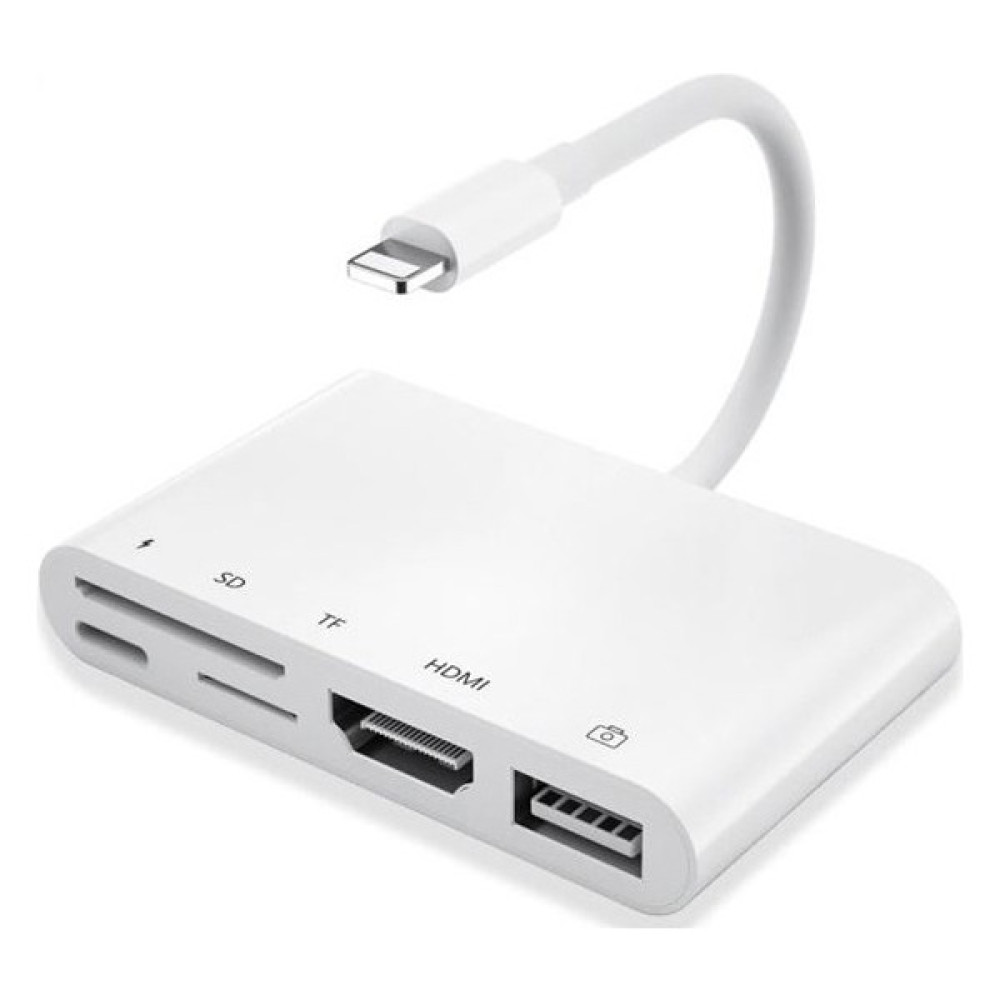 Alleon 5in1 Lightning HDMI Dijital Av Adaptör+ Otg USB Hub Kamera Tf Sd Okuyucu - Beyaz Bilgisayar Çevirici ve Adaptörü Fiyatı