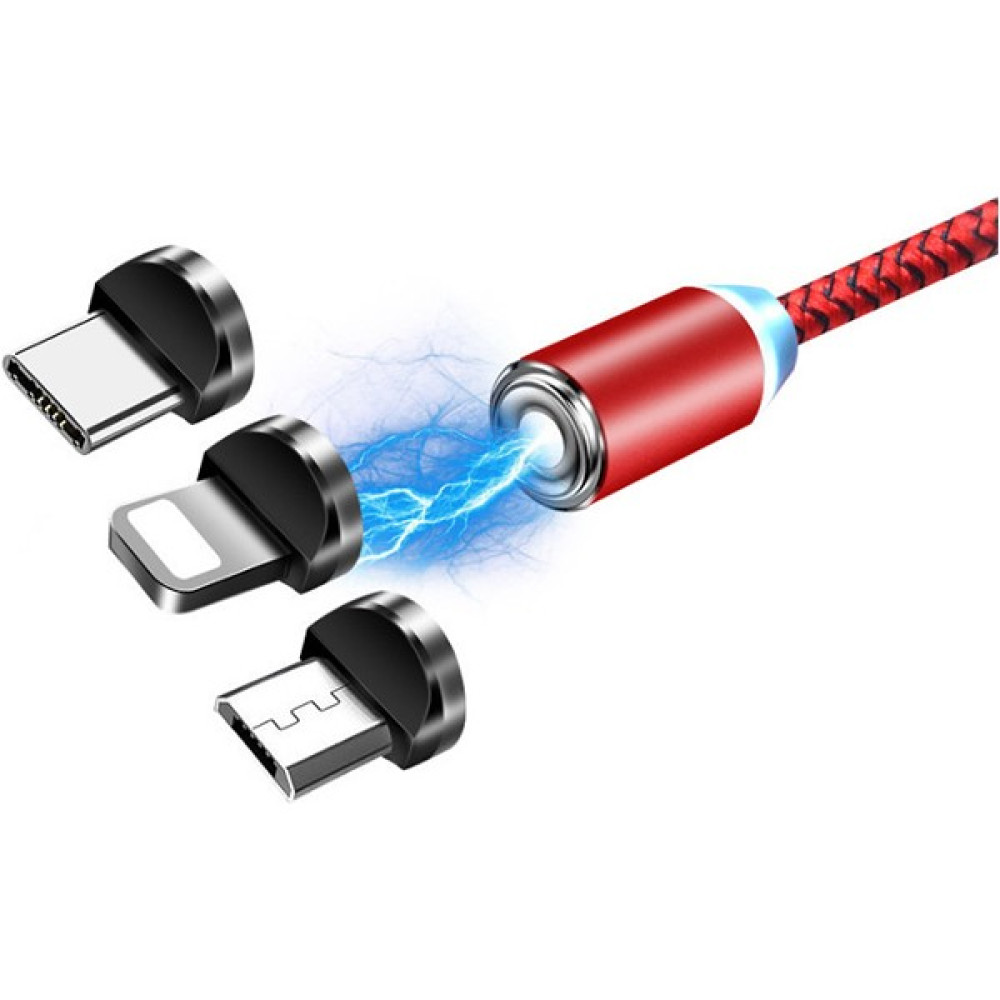 Alleon Ally 2m Magnetıc-Mıknatıslı USB Şarj Kablosu 3 Başlık（ıphone Typ - Kırmızı Cep Telefonu Kablosu Fiyatı