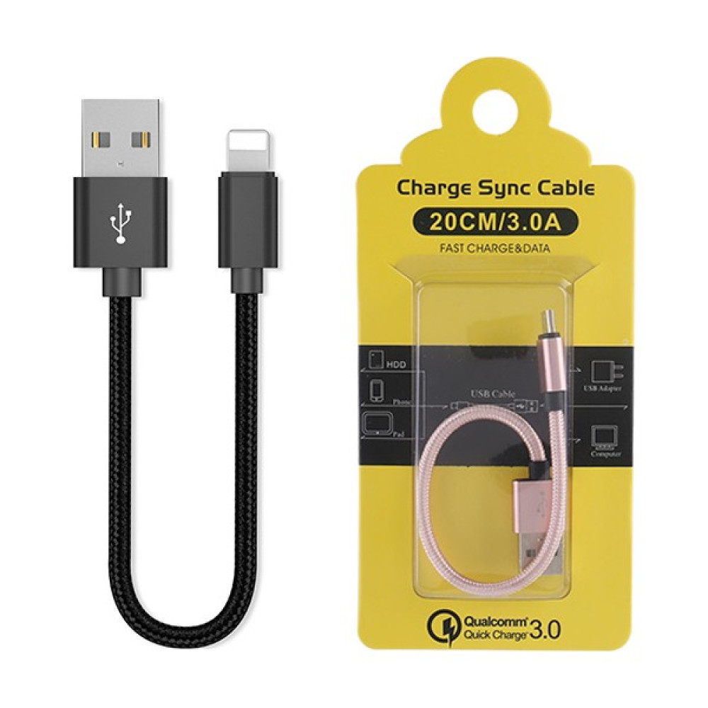 Alleon Iphone Ios 3.0A Hızlı Şarj Halat USB Kablo 20CM - Rose Gold Cep Telefonu Kablosu Fiyatı