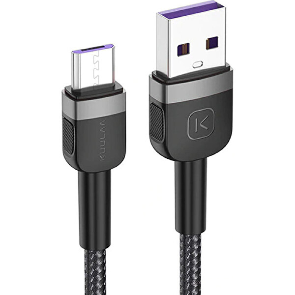 Alleon Kuulaa Mikro USB 3A Hızlı Şarj 0.50CM Kısa Android USB Şarj Kablosu - Siyah - Gri Cep Telefonu Kablosu Fiyatı