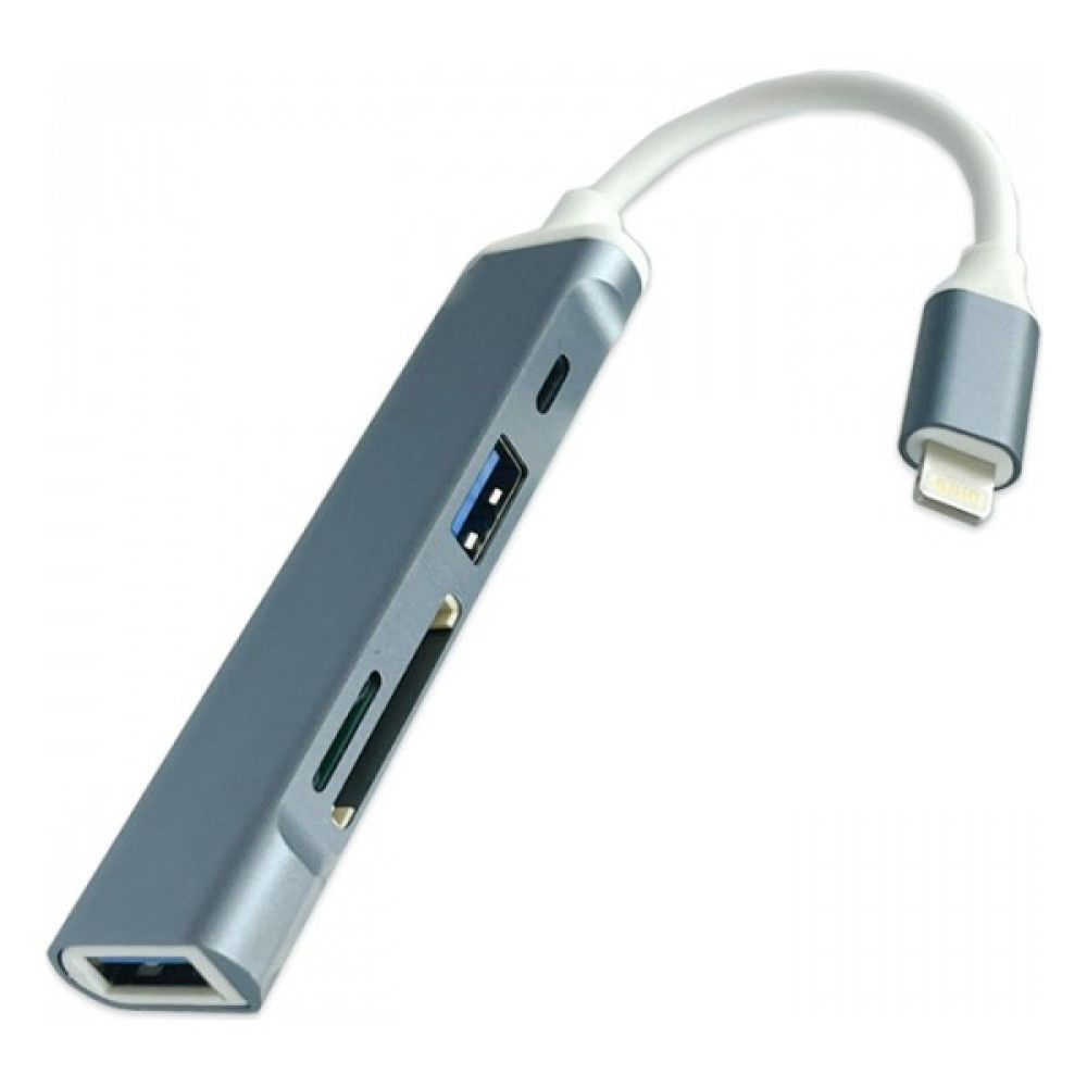 Alleon S-503 5in1 Lightning To USB + Sd Kart Hub Adaptör Çevirici Dönüştürücü - Füme Cep Telefonu Kablosu Fiyatı