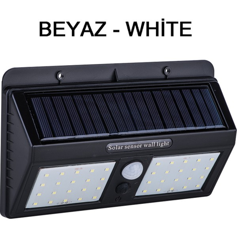 Alles Pır+Cdr+Dim Sensörlü 40 LED Solar Güneş Enerjili Su Geçirmez Duvar Lambası - Beyaz Armatür Fiyatı