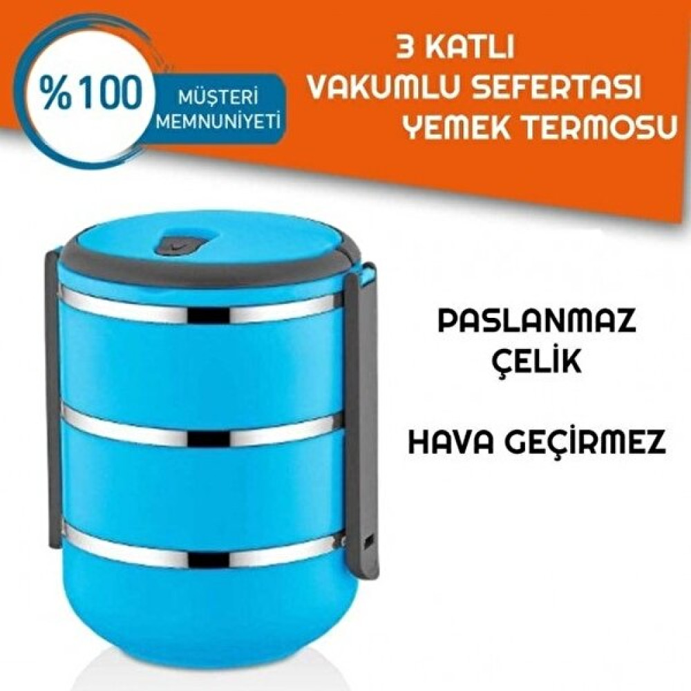 Alles Store Sefer Tası Yemek Termosu Saklama Kabı Termosu 3lü - Mavi Saklama Kapları Fiyatı