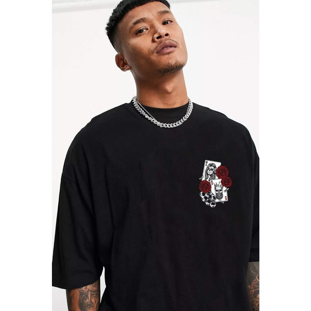 alley Siyah Ön Baskılı %100 Pamuk Oversize T-shirt S Beden Bayan T-shirt Fiyatı