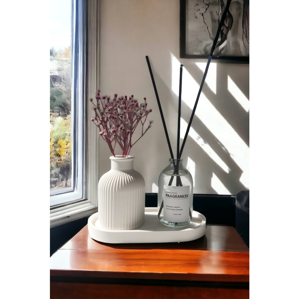 ALLEZA HOME Dekoratif Mini Pampas Kuru Çiçek Vazosu Fresh Soft Oda Kokusu Standlı Set Vazo Fiyatı