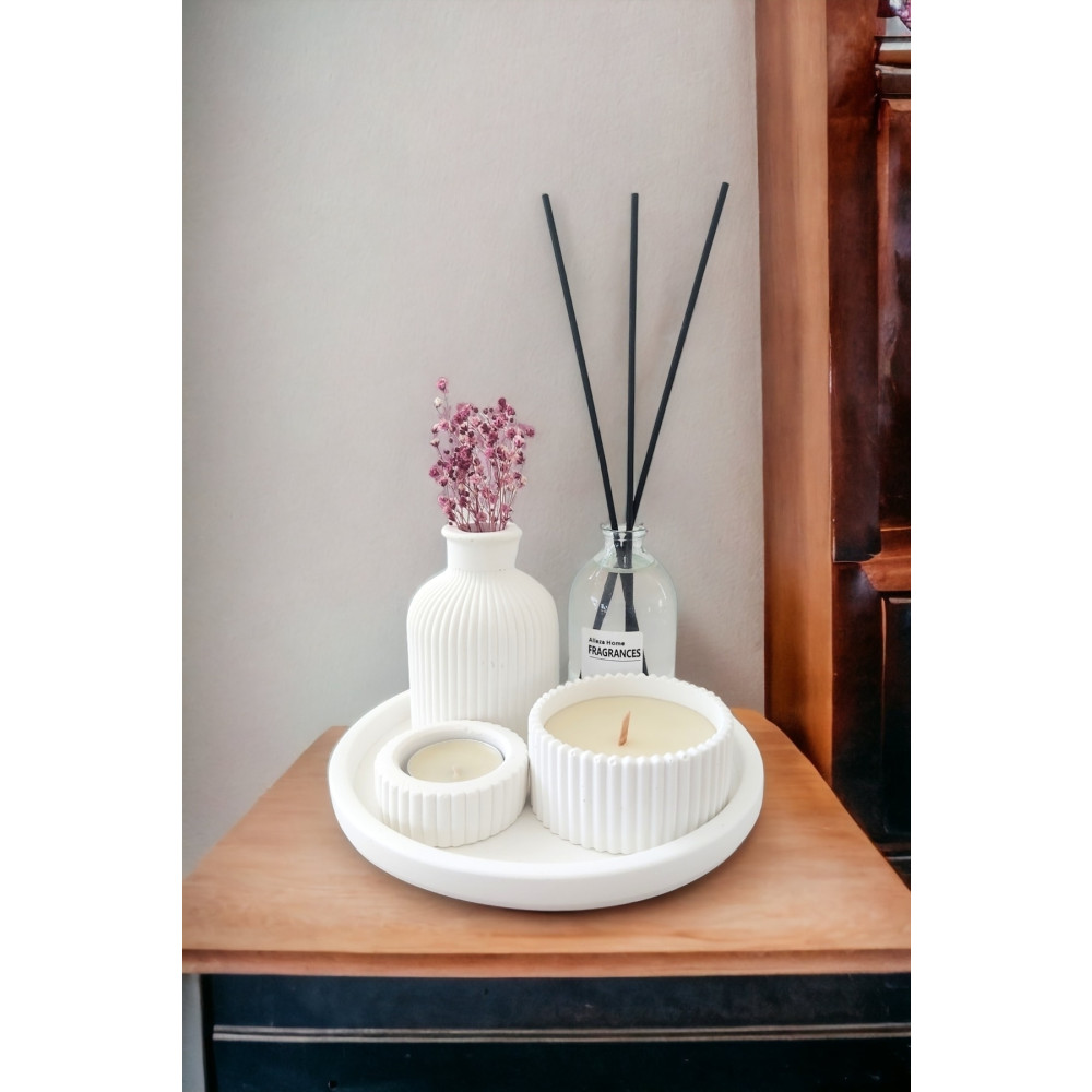 ALLEZA HOME Dekoratif Minyatür Çizgili Vazo Fresh Soft Koku Mumlu Set (TEALİGHT MUM DAHİL DEĞİLDİR) Obje Fiyatı