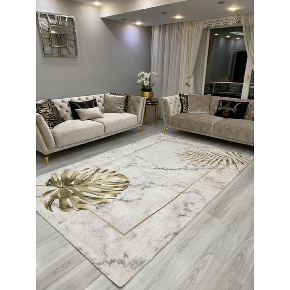 Allgelsin Çepeçevre Lastikli Halı Örtüsü Dekoratif Halı Kılıfı - Gold - Bej - 200 x 300 cm Salon & Oturma Odası Tekstili Fiyatı