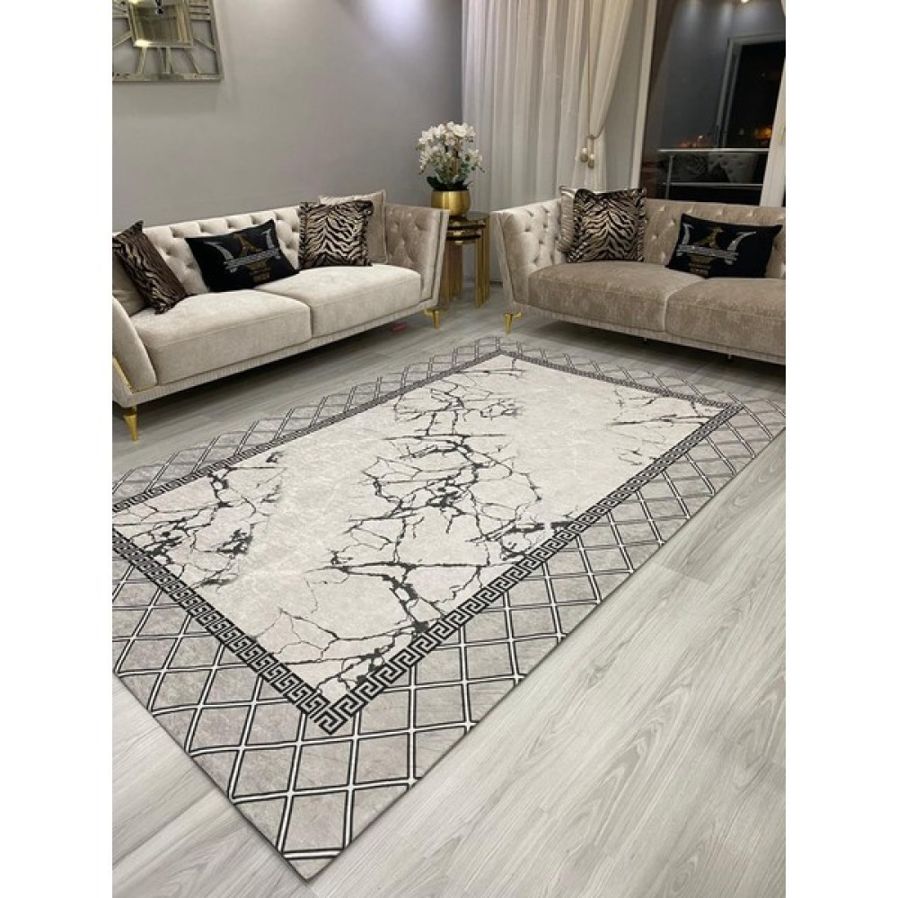 Allgelsin Çepeçevre Lastikli Halı Örtüsü Dekoratif Halı Kılıfı - Gri - 200 x 300 cm Salon & Oturma Odası Tekstili Fiyatı