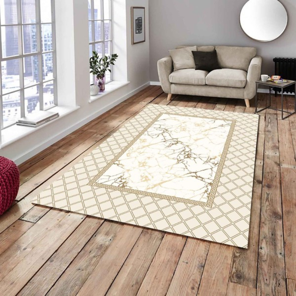 Allgelsin Çepeçevre Lastikli Halı Örtüsü Dekoratif Halı Kılıfı - Krem - 160 x 230 cm Salon & Oturma Odası Tekstili Fiyatı