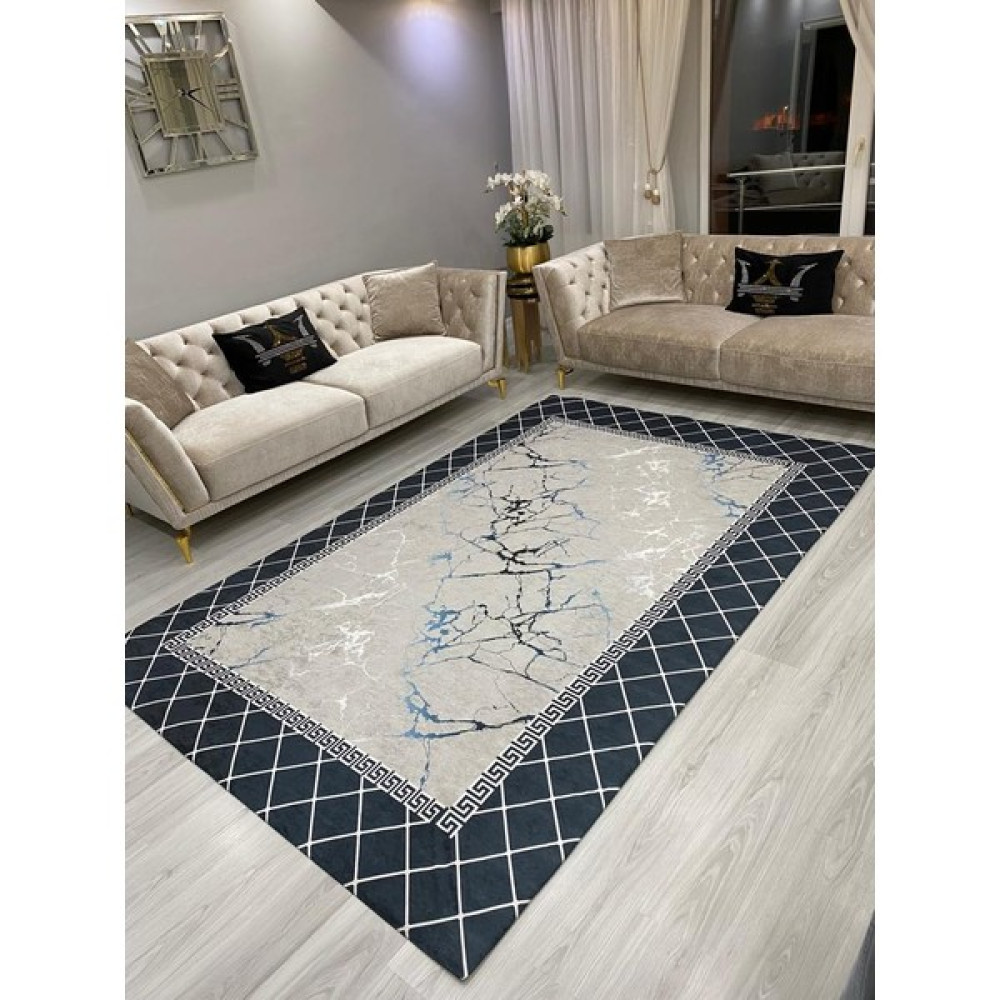 Allgelsin Çepeçevre Lastikli Halı Örtüsü Dekoratif Halı Kılıfı - Lacivert - 200 x 300 cm Salon & Oturma Odası Tekstili Fiyatı