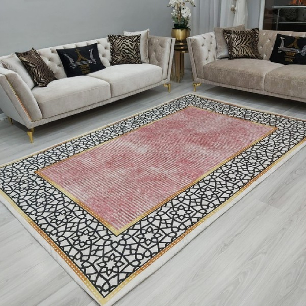 Allgelsin Çepeçevre Lastikli Halı Örtüsü Dekoratif Halı Kılıfı - Pembe - 160 x 230 cm Salon & Oturma Odası Tekstili Fiyatı