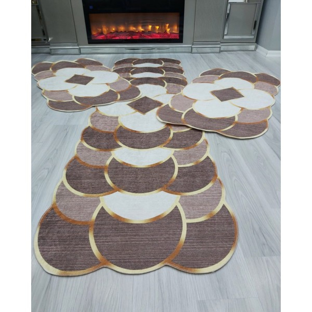 Allgelsin Yatak Odası Halısı Seti 3 'lü Yatak Odası Halı Takımı 2 Adet 80X150 1 Adet 80X300 cm Halı Seti  - ​80 x 150 cm - Kahverengi Salon Halısı Fiyatı