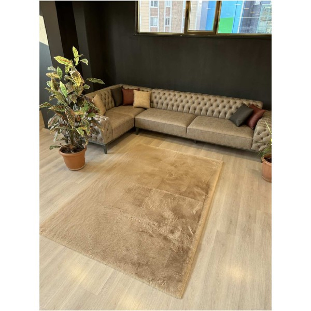 Allstar Carpet Modern Tavşan Tüyü Yumuşacık Tüy Dökmez Peluş Halı Vizon - 80 x 200 cm Salon Halısı Fiyatı