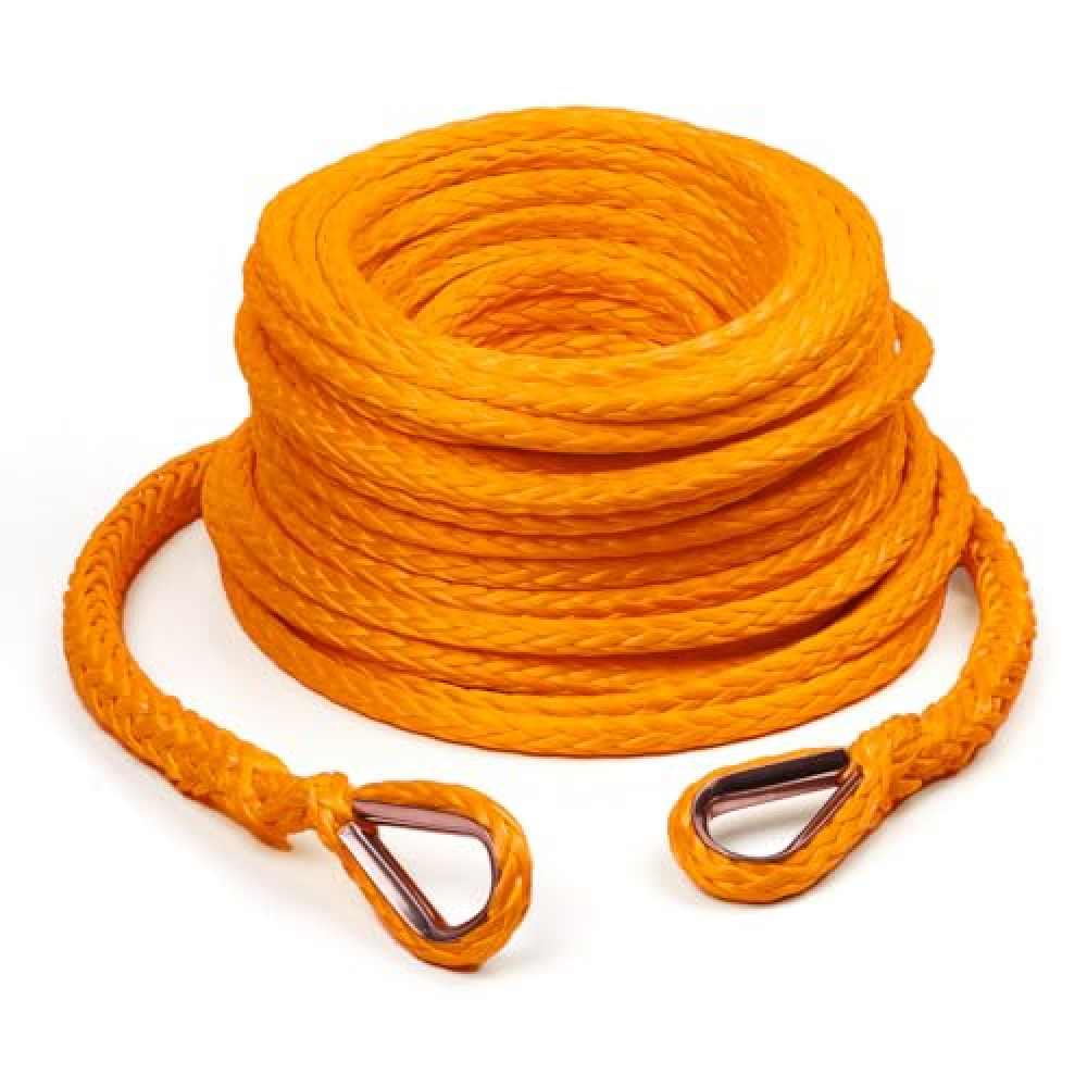 AlltoAuto 3/8 Inch x 92 Feet Synthetic Winch Rope Extension 26,500 Lbs for Off Road Vehicle ATV UTV SUV Orange