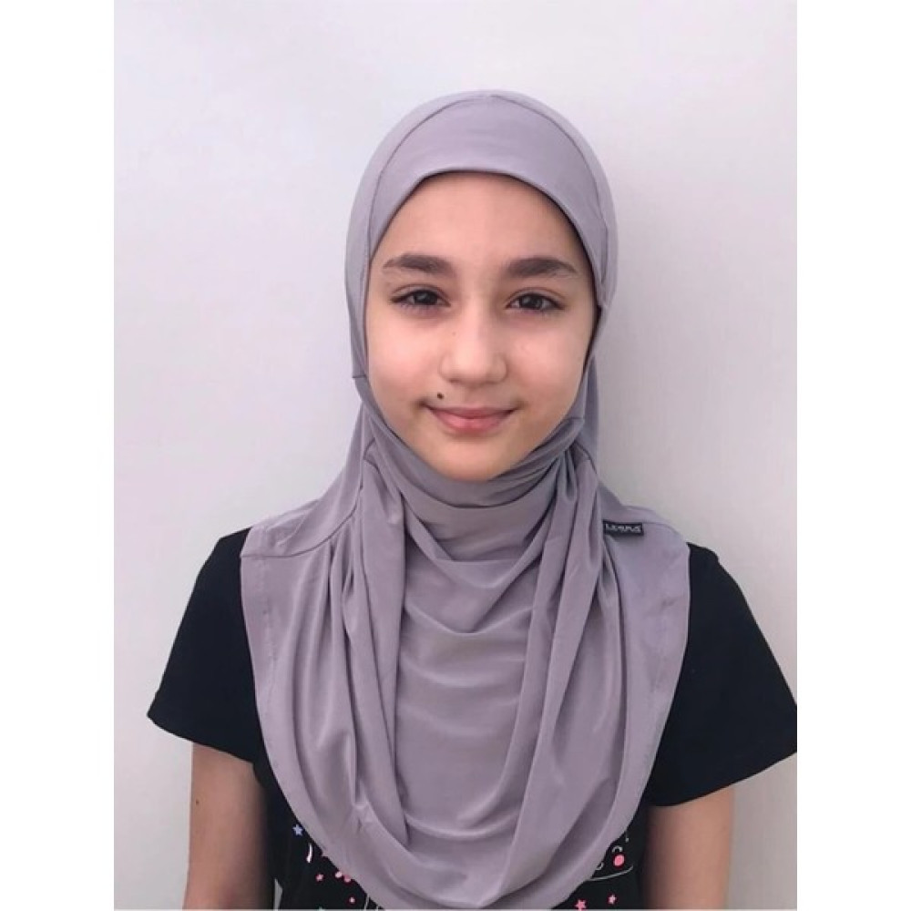 ALLURİNG Çocuk Pratik Eşarp Başörtüsü-Gri Eşarp Fiyatı