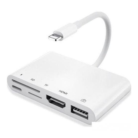Ally 5in1 Lightning HDMI Dijital Av Adaptör+ Otg USB Hub Kamera TF SD Okuyucu