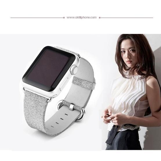 Ally Apple Watch 1,2,3, 38 mm Deri İnce Sim İşlemeli Kordon Kayış
