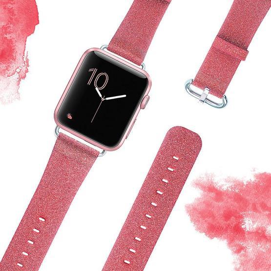 Ally Apple Watch 1,2,3, 38 mm Deri İnce Sim İşlemeli Kordon Kayış