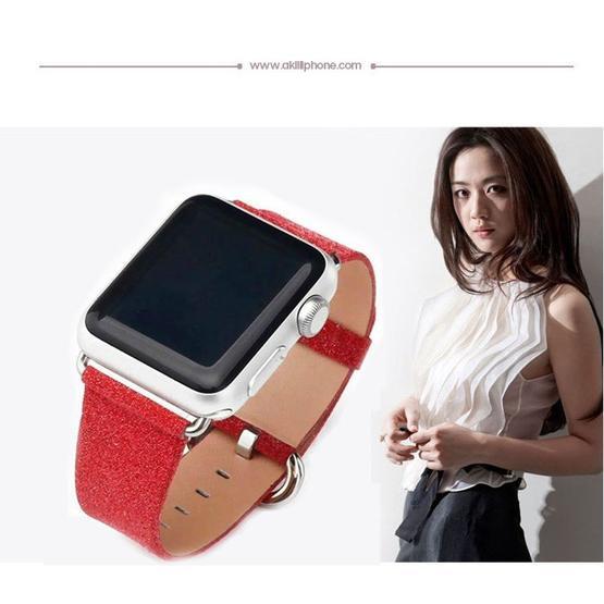 Ally Apple Watch 1,2,3, 38 mm Deri İnce Sim İşlemeli Kordon Kayış