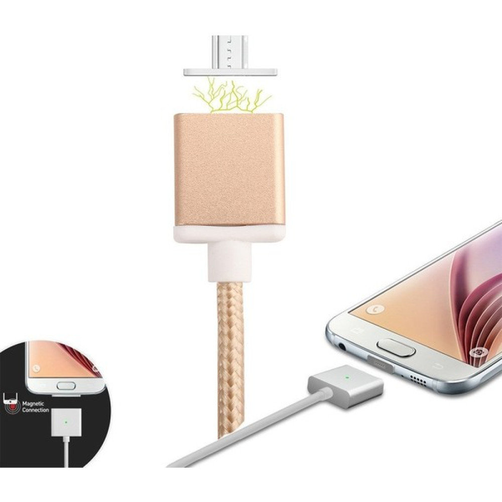 Ally Micro USB Manyetik Şarj Kablosu Android Mikro USB Mıknatıslı Şarj Kablosu - Gold Cep Telefonu Kablosu Fiyatı