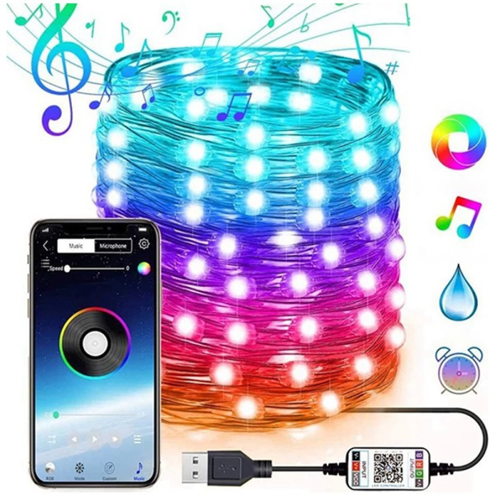 Ally Mobile 10 Mt 100 LED Rgb Bluetooth Telefonla Kontrol Edilen USB LED Lamba - 10 m - Renkli Led Aydınlatmalar Fiyatı