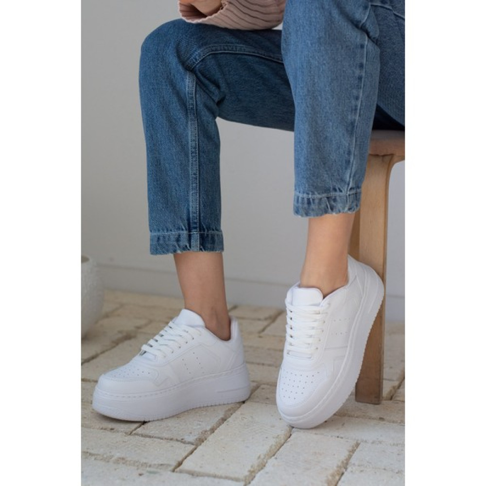 Allyup Günlük Kadın Sneaker Bağcıklı Hafif Kalın Tabanlı Esnek Yürüyüş Suni Deri Spor Ayakkabı 113 Erkek Günlük Ayakkabıları Fiyatı