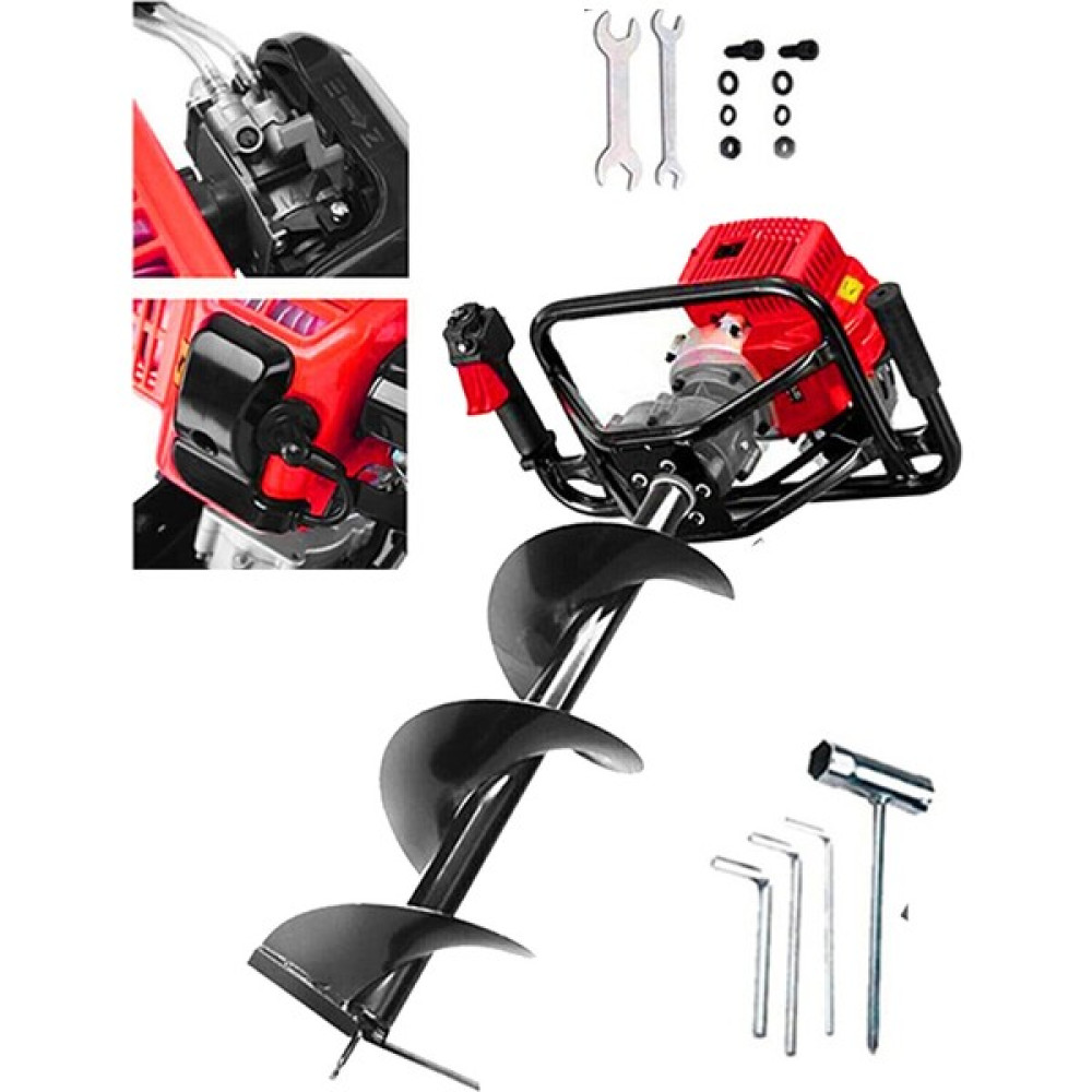 Alman Benzinli Toprak Burgu Makinesi 150mm*100cm Delme Ucu 9.9 Hp Motor Gücü Burgu Makinası Bahçe Makinesi Fiyatı