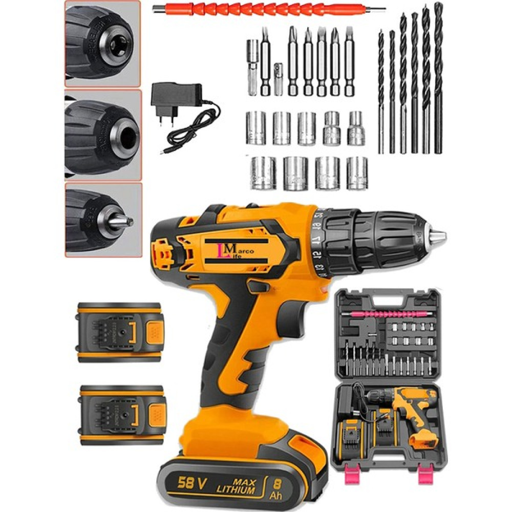 Alman Technology Hi-Tech Series 58 V 8 Ah Samsung Çift Akülü Seri Vidalama Matkap + Yardımcı Set Oto Boyaları Fiyatı