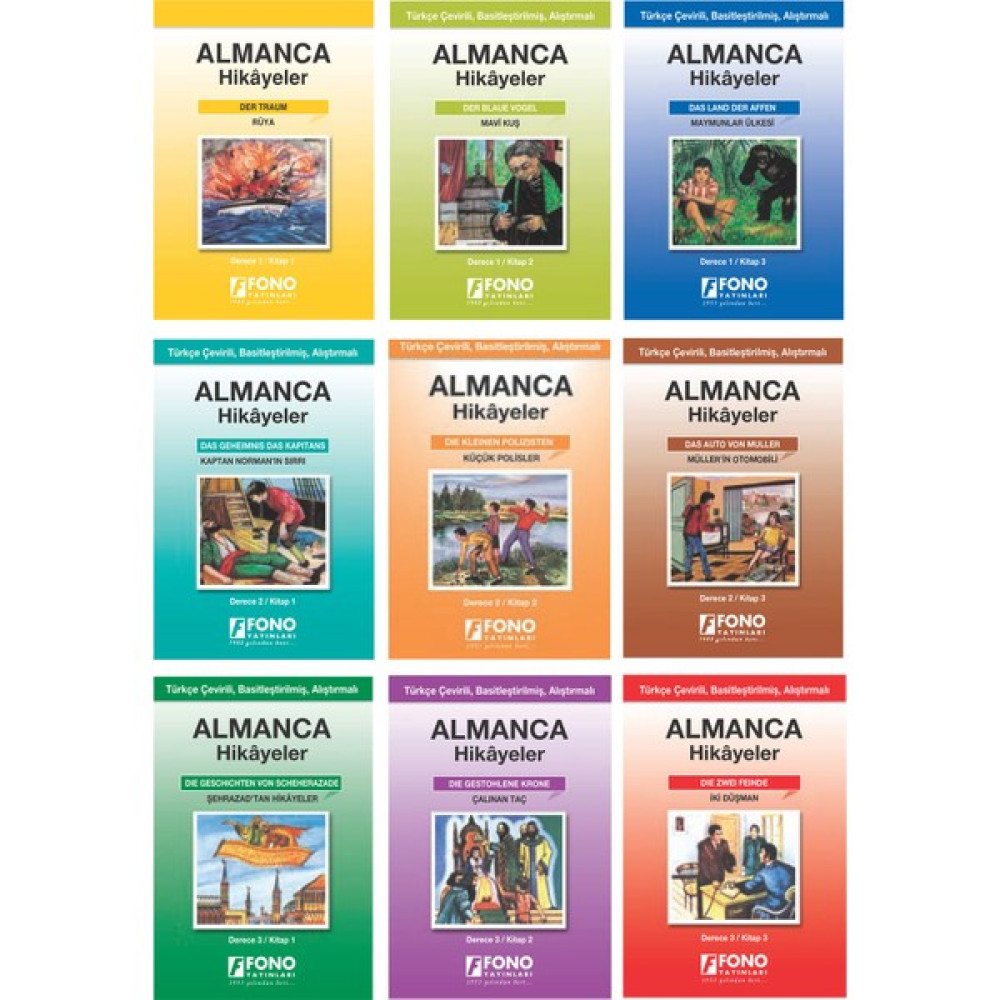 Almanca - Türkçe Hikayeler 9 Kitap Set (Derece 1-2-3) Yabancı Dil Roman ve Öyküler Fiyatı