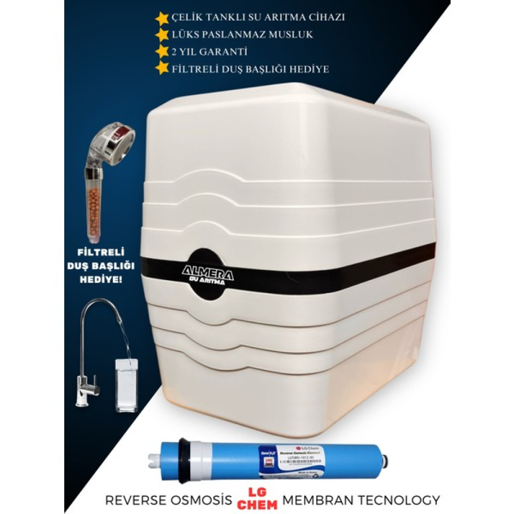 ALMERA SU ARITMA CHEM Ekstra Mineral ve PH Stabilizer Filtreli Çelik Tanklı Su Arıtma Cihazı (Filtreli Duş Başlığı Hediye) Bahçe Makinesi Fiyatı