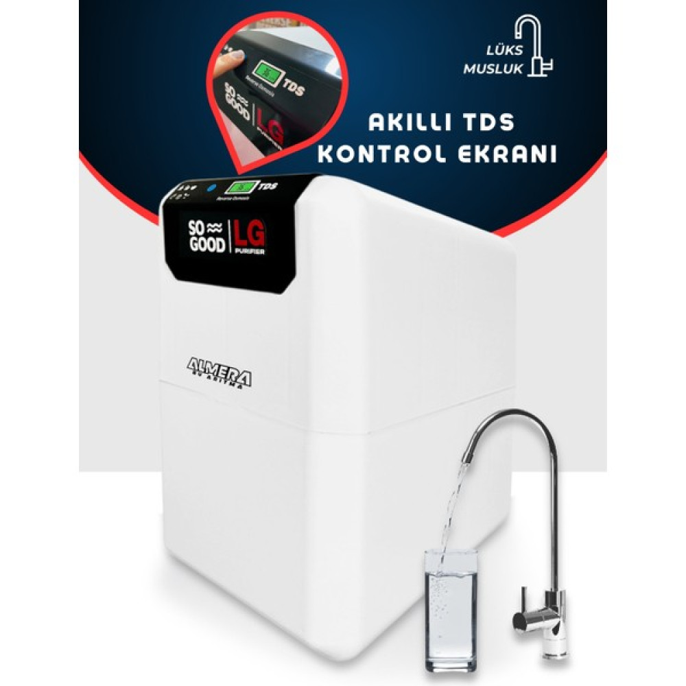 ALMERA SU ARITMA Dijital Tds Ekranlı Ekstra Mineralli Çelik Tanklı Dijital Su Arıtma Cihazı Bahçe Makinesi Fiyatı