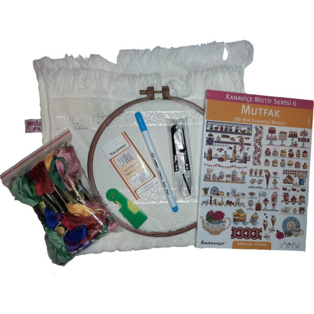 Almila Kanaviçe Seti 25 Ip 50*30 Kadife Havlu 6 Iğne 19 cm Kasnak Uçan Kalem Iplik Kesme Motif Kitabı - 66 Oyun & Hobi Fiyatı
