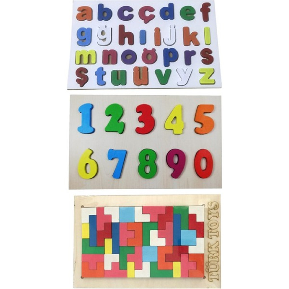 Almina Ahşap Alfabe Küçük Harf & Ahşap Rakam Bultak & Tetris Bultak Eğitici Oyuncak Seti Bebek Oyuncakları Fiyatı