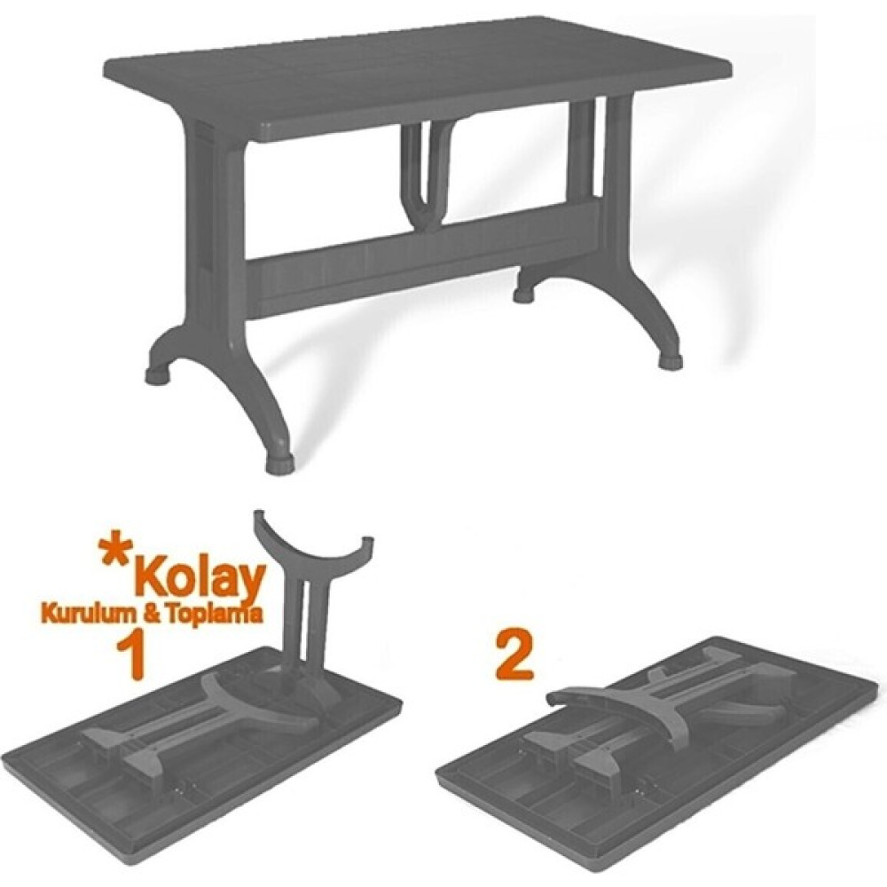Almina Plastik Masa 70X120 cm Sabit Plastik Ayaklı Bahçe Balkon ve Teras Masası - Acı Kahverengi Bahçe Masası Fiyatı