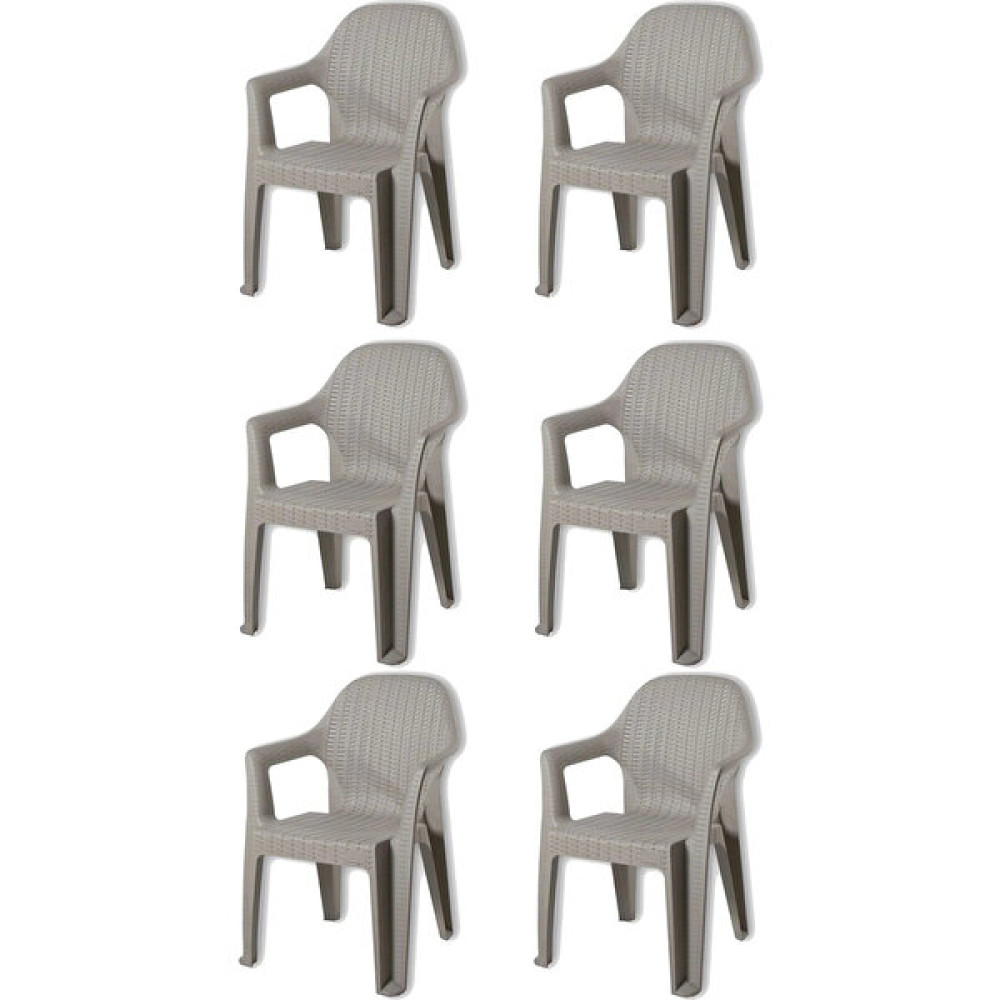Almina Plastik Rattan Sandalye Kollu Bahçe Balkon ve Teras Sandalyesi 6 Adet - Renkli Bahçe Sandalyesi Fiyatı