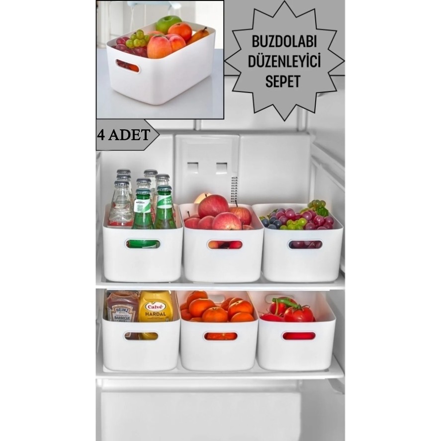 ALMITAL 4 ADET 3.5 Lt Dolap Içi, Buzdolabı Düzenleyici, Banyo Organizer Sepet Buzdolapları Fiyatı