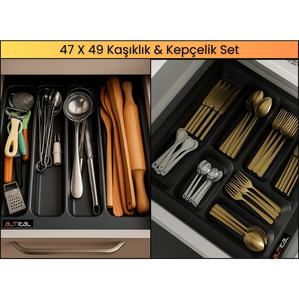ALMITAL 47X49 Kaşıklık ve Kepçelik 2'li Set 40X41CM ‘e Kadar Kesilebilir - 47 x 49 cm SSD / Solid State Drive Fiyatı