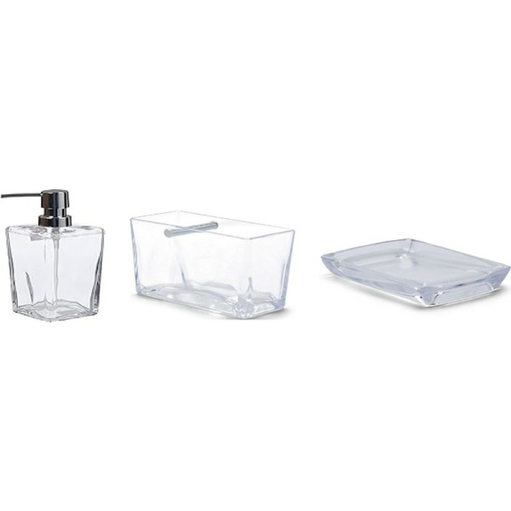 Almital Mobilya Aksesuarlari Paris 3'lü Banyo Seti, Sıvı Sabunluk, Katı Sabunluk, Diş Fırçalık - Şeffaf - 2cm-18.5cm Oto Boyaları Fiyatı