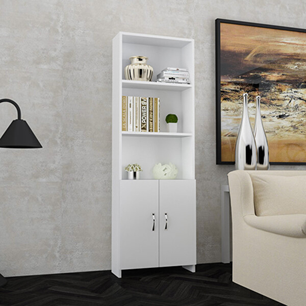 ALMITAL Modilayn Kapaklı Beyaz Kitaplık ARD208 Kitaplık Fiyatı