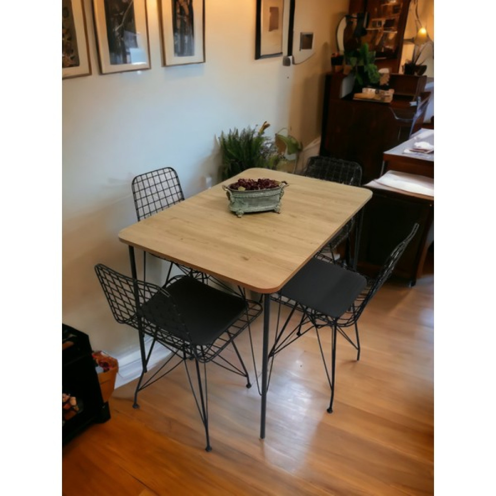 Almond Mobilya 70x105 cm Yemek Masası, Mutfak Masası, Metal ayaklı masa, Sabit Masa (Sandalyeler Dahil değildir). - Gri Yemek & Mutfak Masası Fiyatı