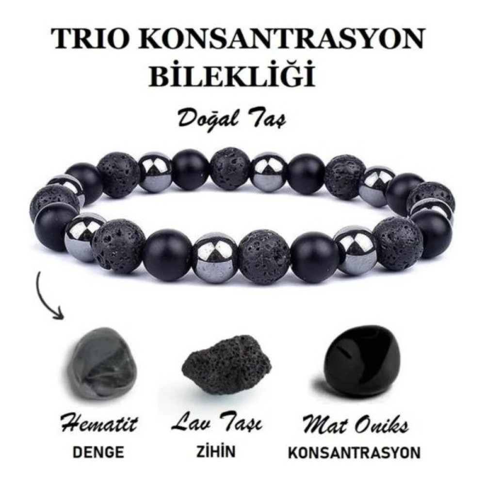 Alnis Atelier Gerçek Lav Taşı, Oniks ve Hematit Doğal Taş Bileklik Saat ve Bileklik Aksesuarı Fiyatı