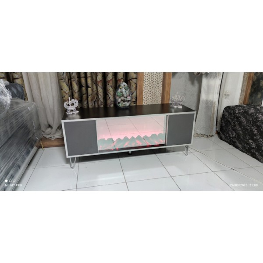 Alnur Tv Masası ve Şömine - Ahşap - Beyaz Tv Ünitesi / Sehpası Fiyatı