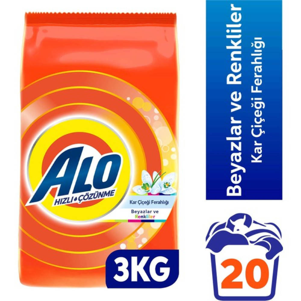 Alo 3 Kg Kar Çiçeği Ferahlığı Beyazlar ve Renkliler Hızlı Çözülme Toz Deterjan Çamaşır Deterjanı Fiyatı