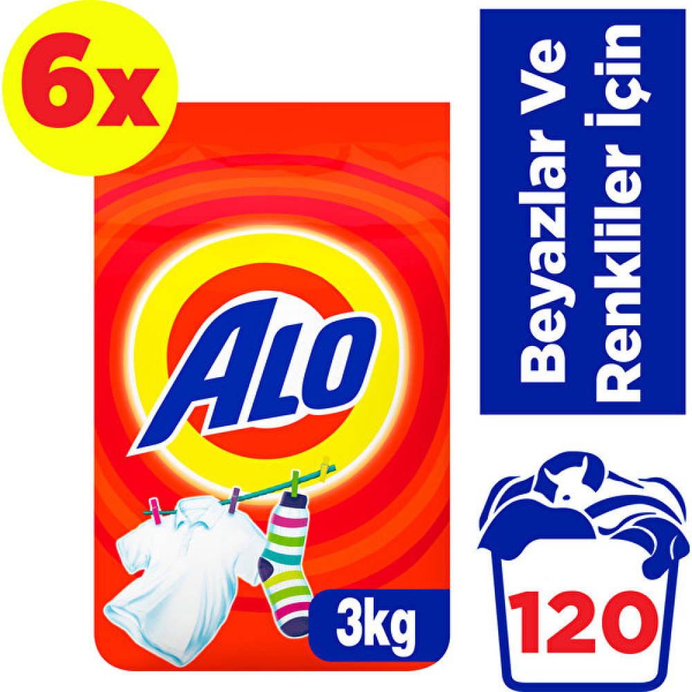 Alo 6 x 3 kg Toz Çamaşır Deterjanı Beyazlar ve Renkliler İçin - 18 kg Çamaşır Deterjanı Fiyatı
