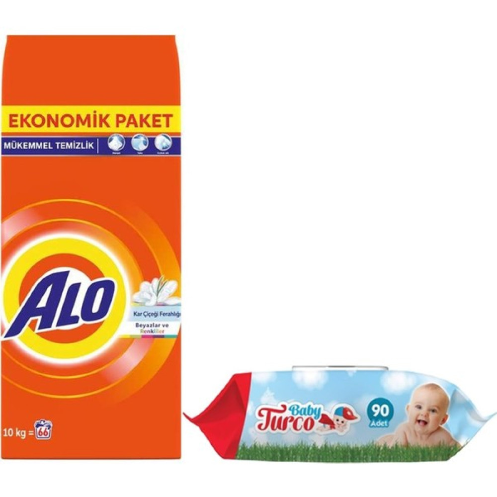 Alo Matik Toz Çamaşır Deterjanı 10 kg Beyazlar ve Renkliler (66 Yıkama) + Islak Mendil Hediyeli Çamaşır Deterjanı Fiyatı