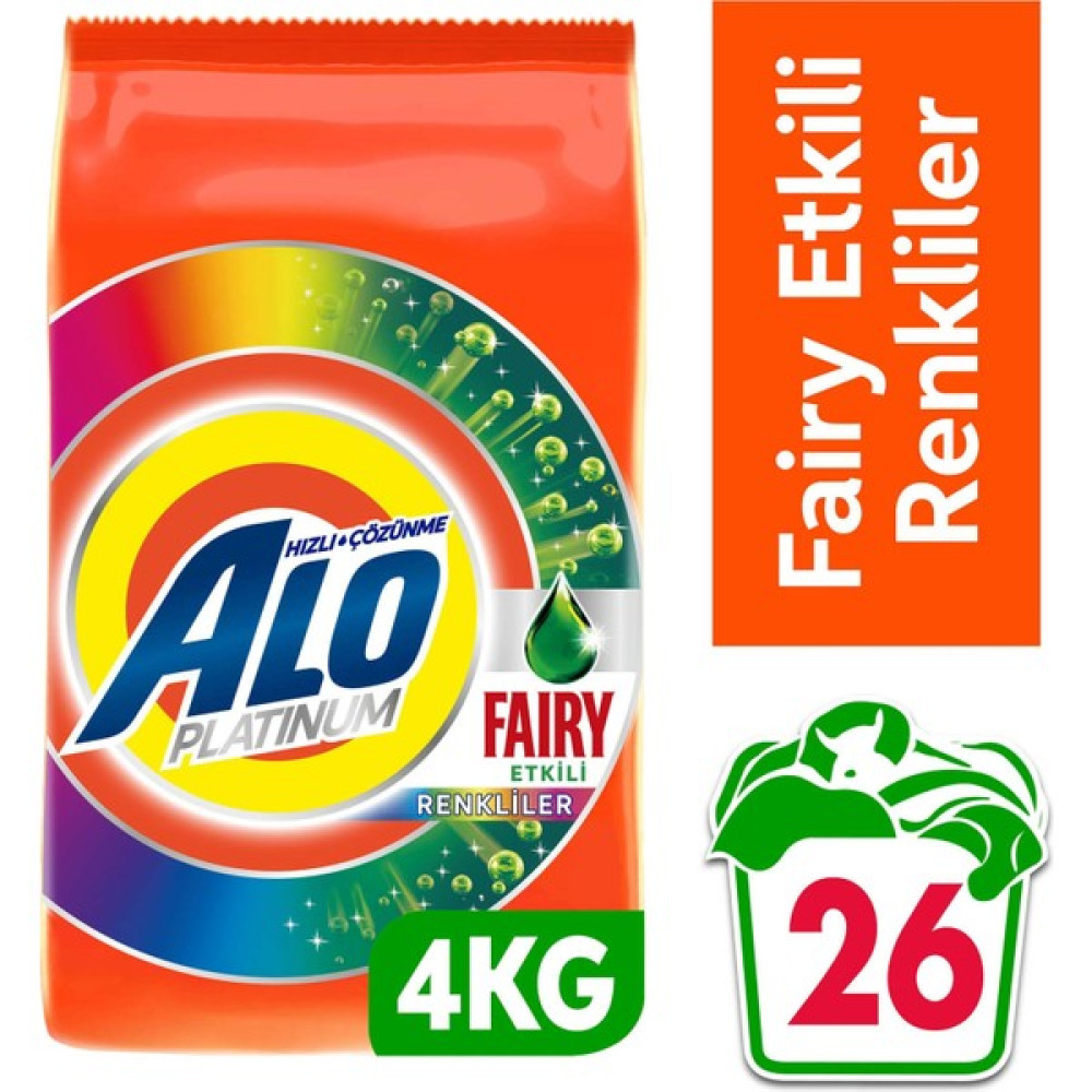 Alo Platinum 4 kg Fairy Etkili Renkliller Hızlı Çözülme Toz Deterjan Çamaşır Deterjanı Fiyatı