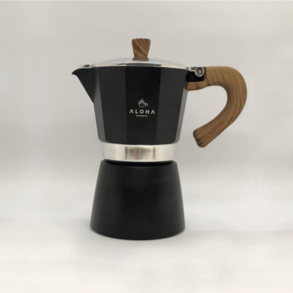 Aloha Ahşap Kulplu 6 Cups Moka Pot - Moka Pot 6 Cups-Moka Pot Siyah Çay / Çaydanlık Setleri Fiyatı