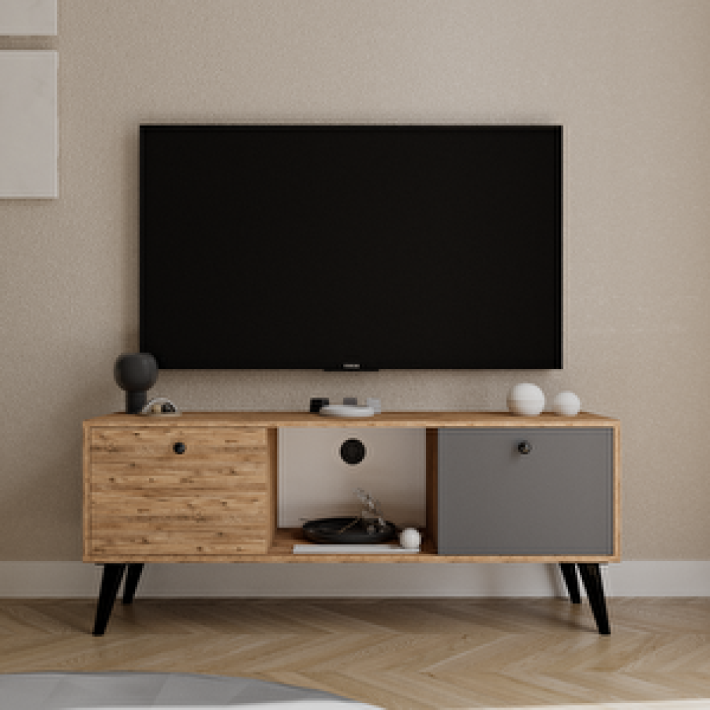Alonex Force Tv Ünitesi Atlantik Çam Antrasit Televizyon Konsolu 140 Cm Ekonomik Modül Sehpa Tv Ünitesi / Sehpası Fiyatı
