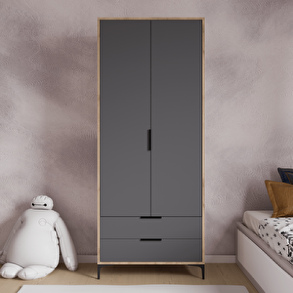 Alonex Home Aden 2 Kapakli Antrasi̇t Gardirop , Elbi̇se Dolabi, Raflı Bebek Odası Gardırop Fiyatı